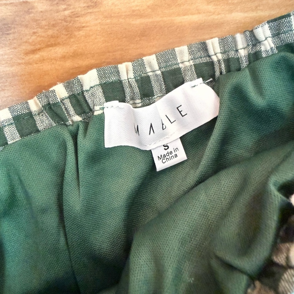 Anthropologie MABLE Green & White Gingham Ruffle Mini Skirt Set - Picture 5 of 9